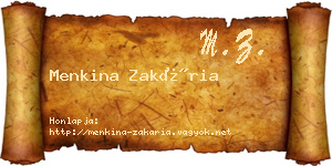 Menkina Zakária névjegykártya